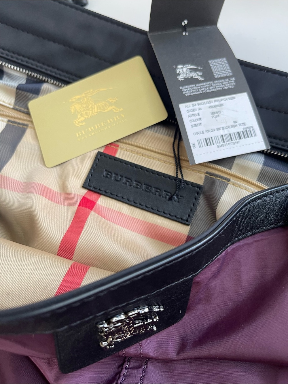 Burberry Buckleigh purple nylon tote bag - Picture 11 of 16